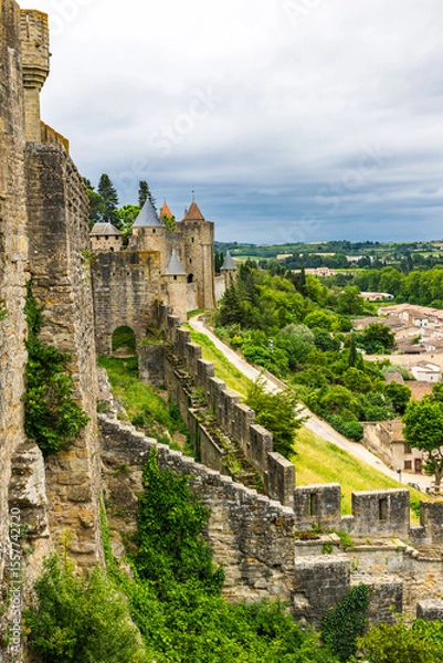 Fototapeta Aude Gate Seen from the Ramparts of the Cité de Carcassonne