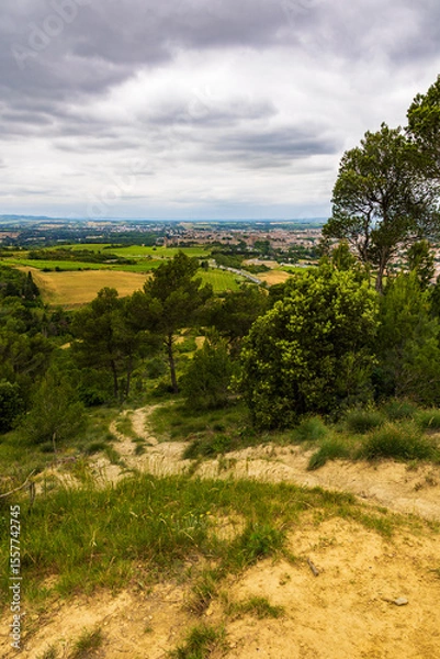 Fototapeta Panoramic View of the Cité de Carcassonne from the Hills Outside the City