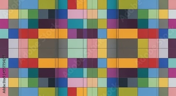 Obraz Abstract Arrangement of Colorful Rectangular Tiles Pattern