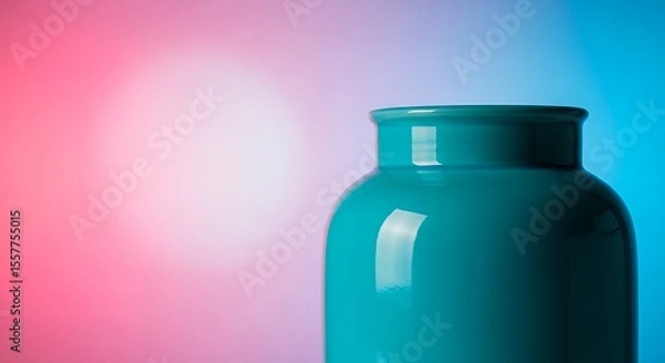 Obraz Ceramic Vase Close-up with Blue and Pink Gradient Background