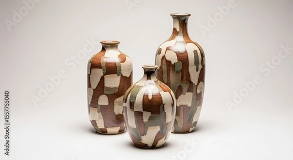 Obraz Handcrafted Ceramic Vases with Abstract Pattern Arrangement