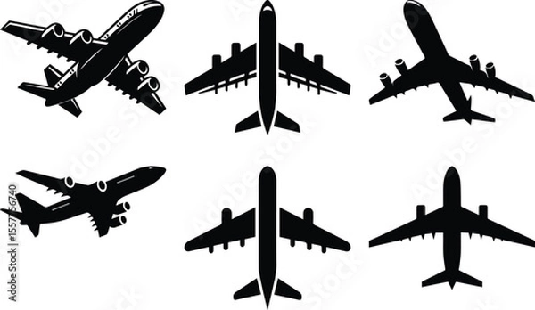 Obraz Airplane bundle silhouette icon vector art
