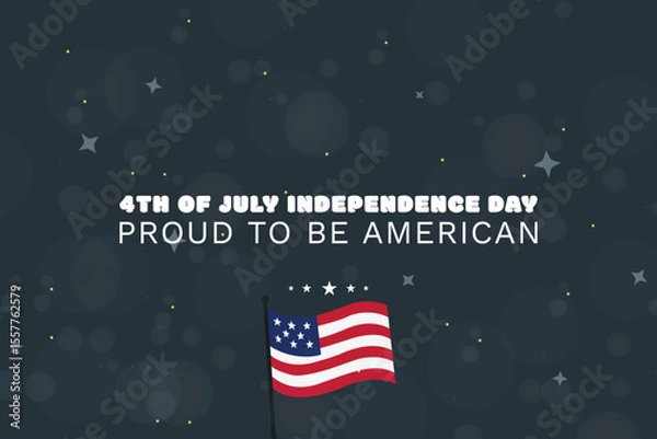 Fototapeta American Pride Reflective 4th of July Design with Flag and Stars
