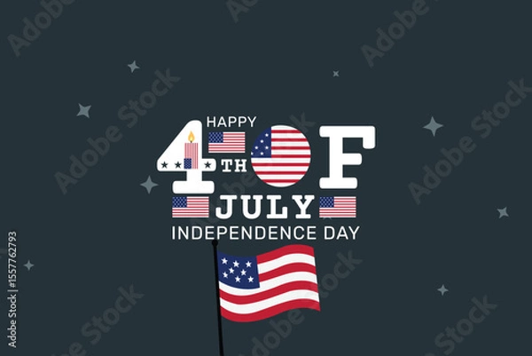 Fototapeta Elegant Fourth of July Design with Patriotic Icons and Flag
