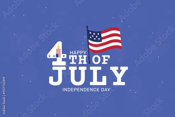 Fototapeta Bright and Bold Independence Day Poster with Stars and Bokeh
