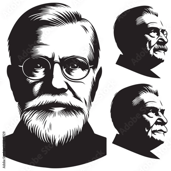 Obraz Carl Jung Portrait Illustration Psychology Theorist Artwork Vector Design