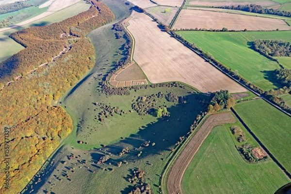 Fototapeta Aerial view of the fields in Wiltshire	