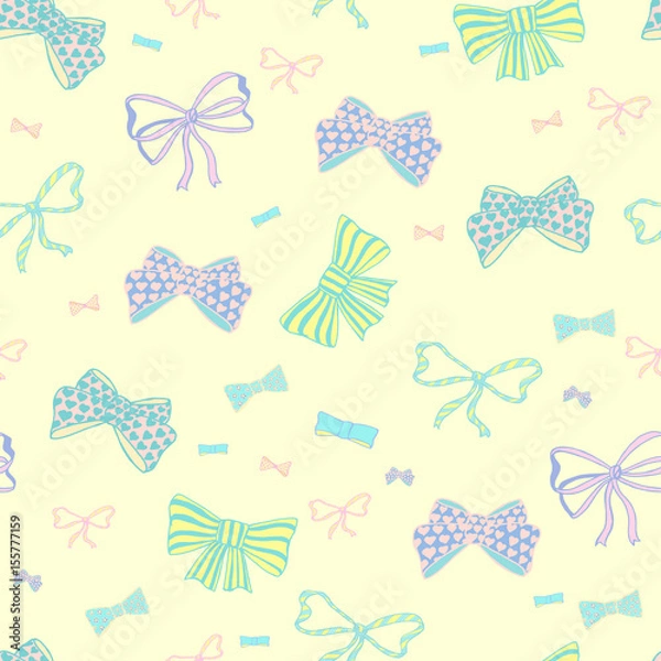 Fototapeta Seamless pattern with skerchy bows