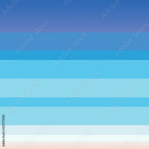 Fototapeta Illustration of abstract blue gradient sky background with horizontal color bands illustration