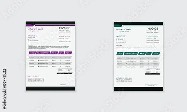 Obraz Professional minimal clean invoice template layout design for print