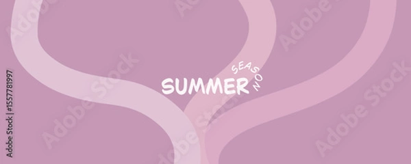 Fototapeta Pink curves and the waves of the sea range from soft to dark vector background flat design style illustration.