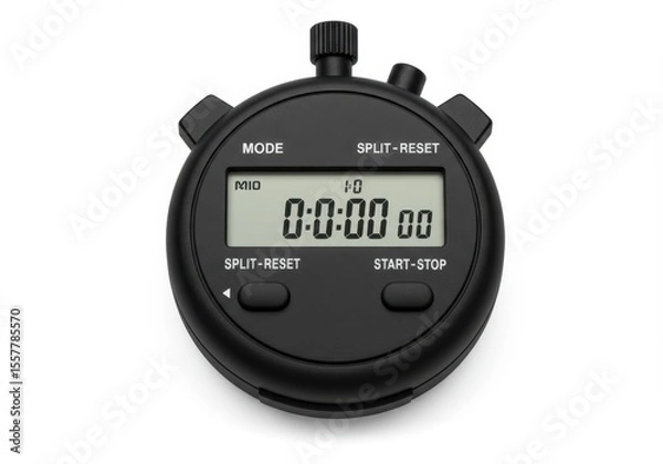 Fototapeta Black digital stopwatch with clear display and multiple buttons for timing functions