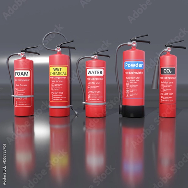 Fototapeta Fire Extinguisher 3D Model Pack – Realistic Safety Equipment
