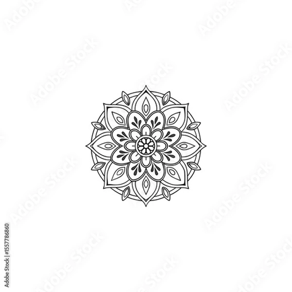 Fototapeta Circular pattern in the form of a mandala. Henna tatoo mandala. Mehndi style. Decorative pattern in oriental style. Coloring book page.