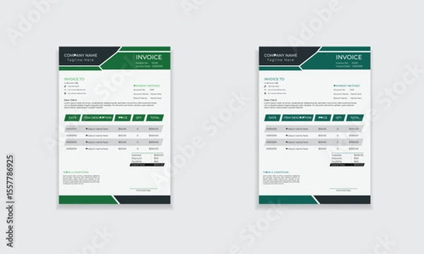 Obraz Professional modern minimal clean invoice template layout design for print