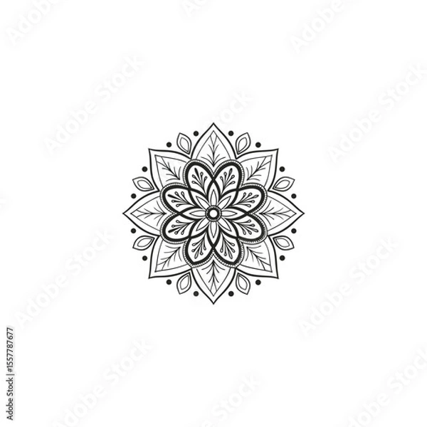 Fototapeta Circular pattern in the form of a mandala. Henna tatoo mandala. Mehndi style. Decorative pattern in oriental style. Coloring book page.
