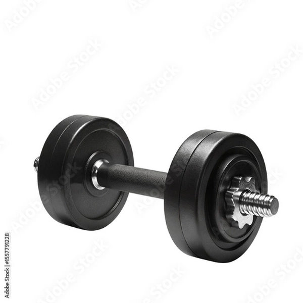 Obraz Black adjustable dumbbell isolate on a transparent background