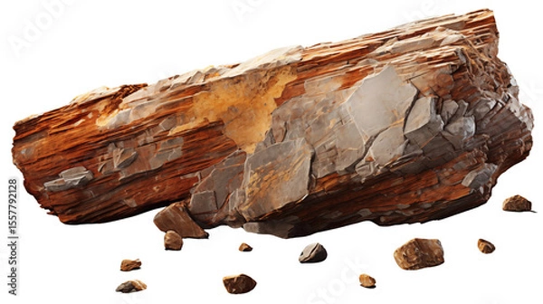 Fototapeta A large rock formation presents interesting textures and colors, showcasing nature's artistic elements in earthy tones and layered patterns transparent.