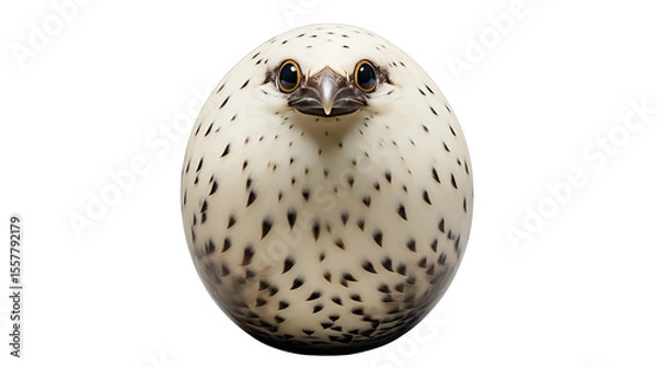 Fototapeta Spotted bird in egg shape showcases avian oddity on soft gray, creating a captivating animal artwork transparent.