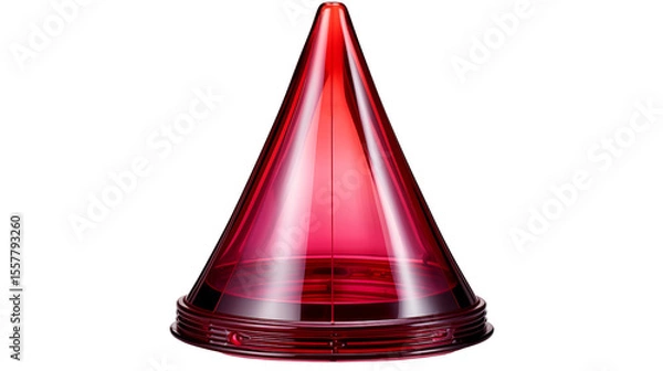 Fototapeta Shining red cone stands elegantly on a white surface, symbolizing safety and industrial equipment for road management transparent.