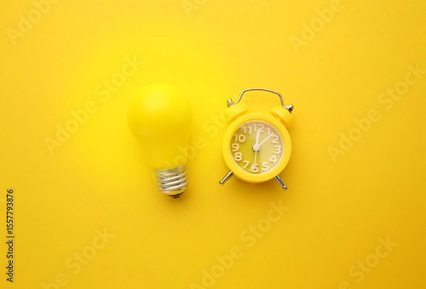 Fototapeta Business creativity and inspiration concepts with lightbulb and pencil on yellow background. motivation for success.think big ideas