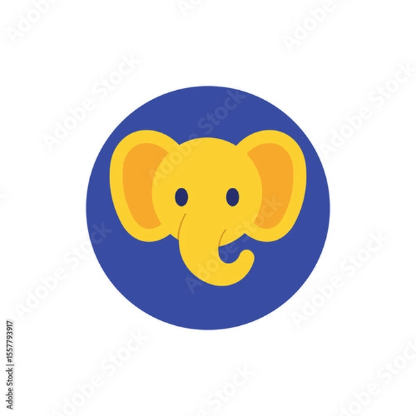 Obraz Cute Elephant Icon | Flat Animal Vector Illustration