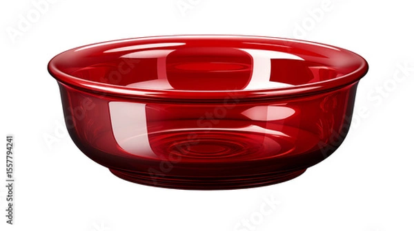 Fototapeta Reflected light shines off a shiny red glass bowl against a plain backdrop, ideal for showcasing minimalist design transparent.