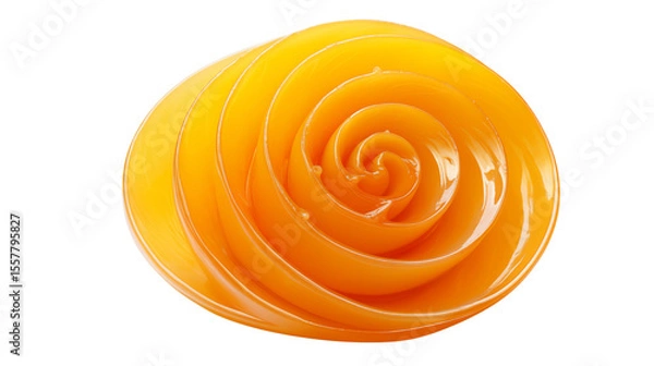 Fototapeta Vibrant yellow spiral plastic design, a modern, geometric abstraction showcasing concentric curves on a minimalist white background transparent.