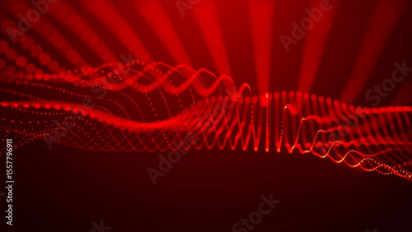 Obraz Dynamic and mesmerizing red wave patterns of light, energy and artistic expression, evoking a sense of energy and innovation. Wide format vector illustration.