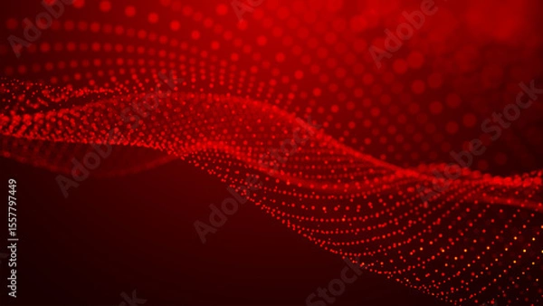 Obraz Dynamic and mesmerizing red wave patterns of light, energy and artistic expression, evoking a sense of energy and innovation. Wide format vector illustration.