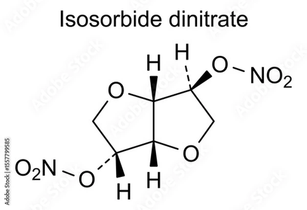 Fototapeta Chemical structure of isosorbide dinitrate, drug substance