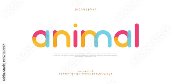 Fototapeta Futuristic creative logo font alphabet. Minimal modern urban fonts for logo, brand etc. Typography typeface uppercase lowercase and number. vector illustration
