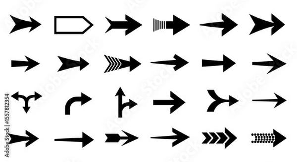 Fototapeta Black vector arrow set: web icons, direction symbols, and pointer button illustrations