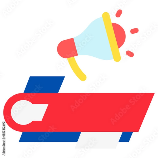 Fototapeta Banner News mini illustration flat color icon, use for journalist, broadcasting, news and media UI, UX kit, app and web development, digital or print.