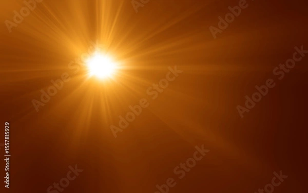Obraz yellow golden orange sun rays of light. bokeh blurred background. Sunny backdrop, sun with lens flare on sky, Shining sun. clear sky. Solar copy space. Natural Sunrays of bright sun on summer day