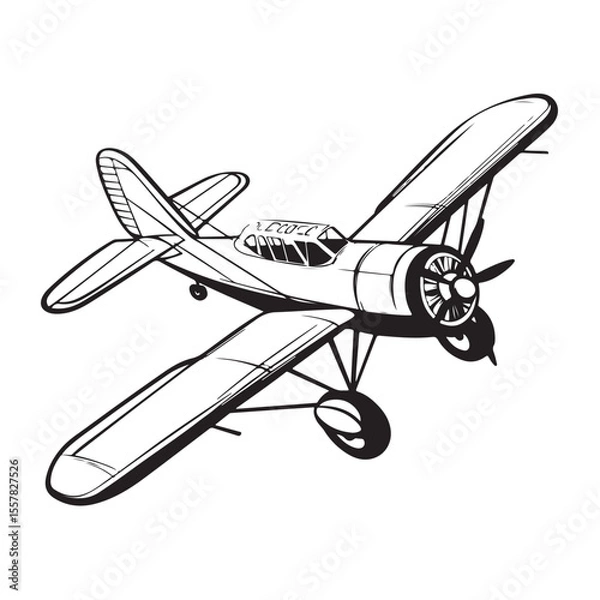 Fototapeta biplane silhouette vector illustration