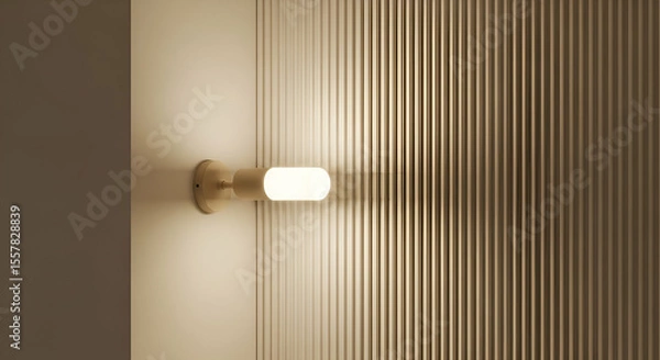 Fototapeta Modern Wall Light Fixture Illuminating Textured Wall with Soft Glow in Contemporary Interior Design Setting