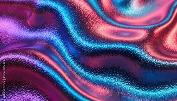 Fototapeta Abstract wavy texture in vibrant blue and pink gradient colors  