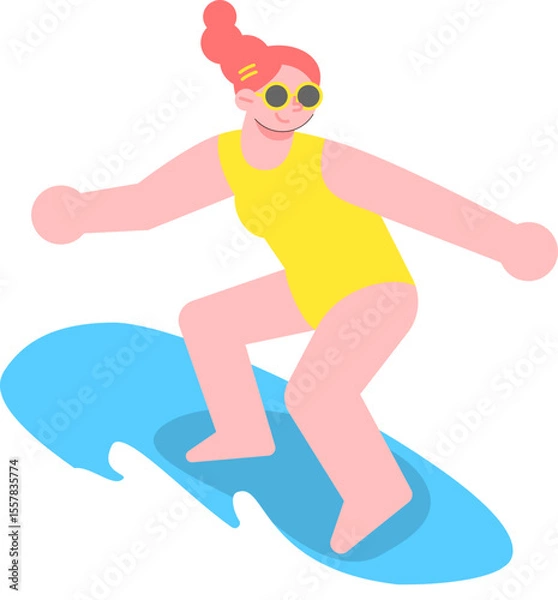 Obraz 여름 서핑 스포츠 캐릭터 플랫 일러스트
