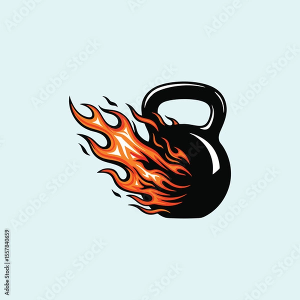 Obraz kettlebell with thunder fire logo