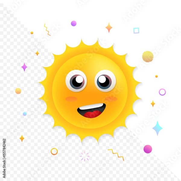 Obraz Happy Sun With Face clipart. Cartoon smiling sun on white background. Vector illustration