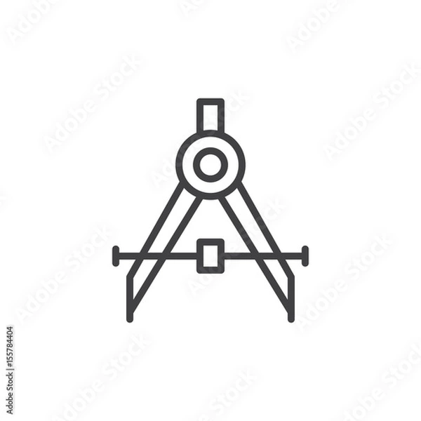 Fototapeta Drafting compass line icon, outline vector sign, linear style pictogram isolated on white. Symbol, logo illustration. Editable stroke. Pixel perfect