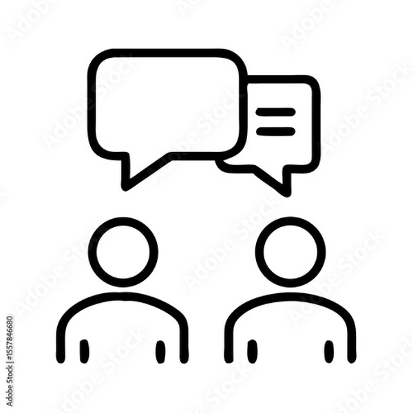 Fototapeta Two people engaged in conversation with speech bubbles  