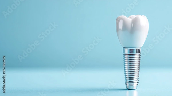 Fototapeta Clean soft gradient highlights dental implant model centered subtly for use in branding, mockups or digital displays