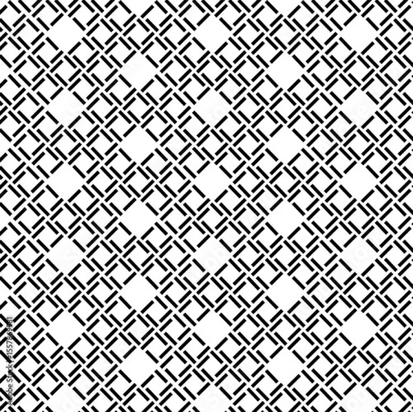 Fototapeta seamless pattern with maze, black and white repeating pattern, composed of short, dashed lines, grid of diamonds, oriented diagonally, mesh-like appearance, overall pattern, consistent and symmetrical