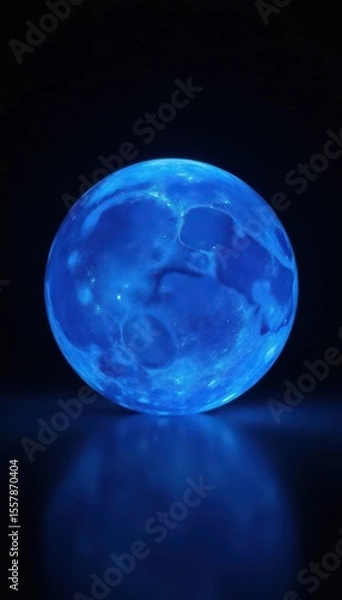 Obraz Intensely glowing blue orb, isolated on black , ball, neon, blue light