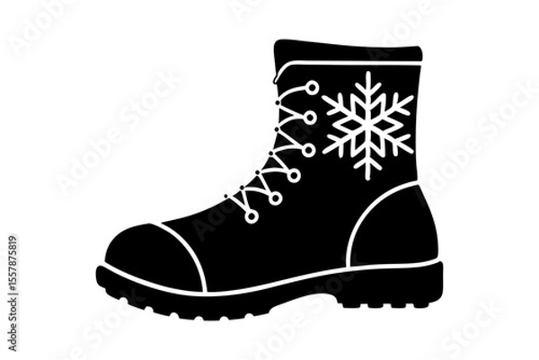Fototapeta Winter Boots Silhouette Icon for Seasonal Fashion Illustrations