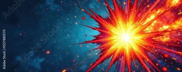 Obraz Comic book page exploding with dynamic explosion effect , comic_book_explosion, graphic_effect, blast