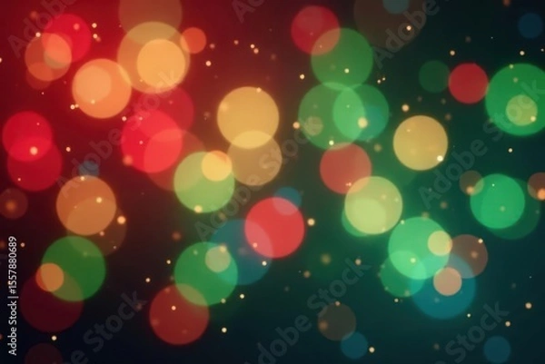 Obraz Festive bokeh circles in red, green, blue, and gold create a celebratory, blurry background , colorful, festive background, happy