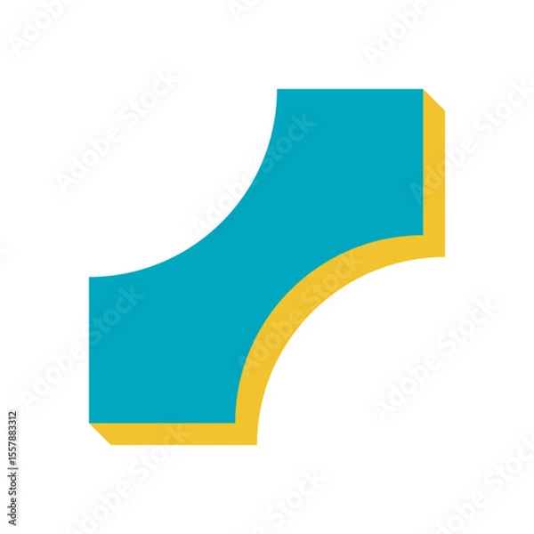 Obraz Modern abstract shape icon. Bold geometric figure element with flat design. This minimalist symbol combines curves and shadows, ideal for contemporary graphic projects and y2k aesthetics.